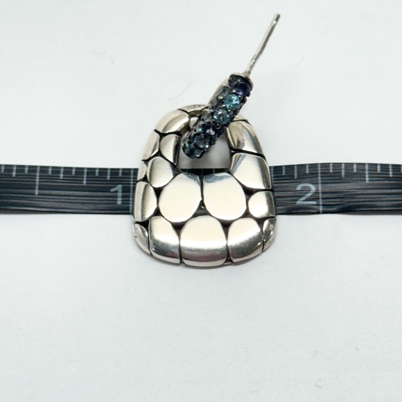 John Hardy .925 Kali Lava Fire Iolite Blue Topaz Door Knocker Dangle Earrings - Picture 6 of 6